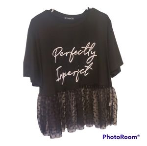 Shein "perfectly imperfect" tee with sheer bottom